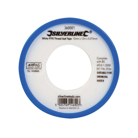 silverline Witte PTFE schroefdraad tape 12 mm x 12 m