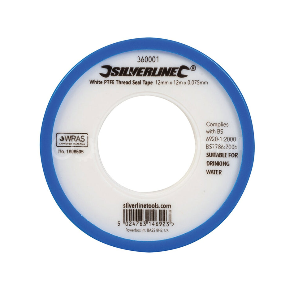 silverline Witte PTFE schroefdraad tape 12 mm x 12 m