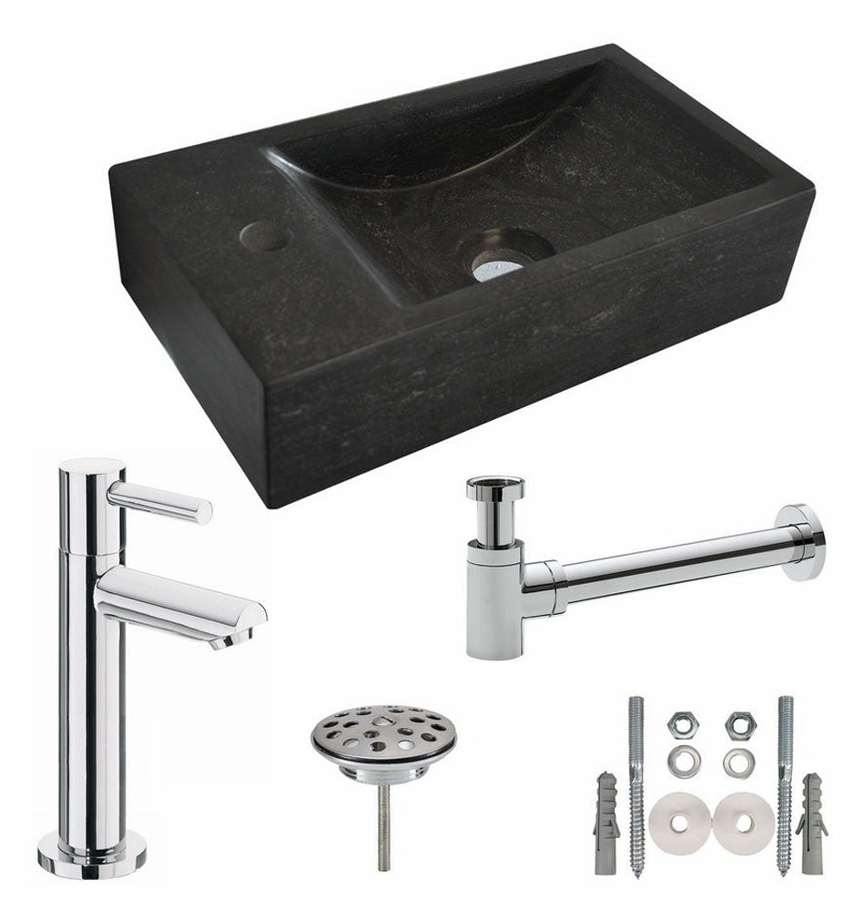 One Pack Raw Fonteinset 40 x 22 x 10 cm - Hardsteen Gezoet