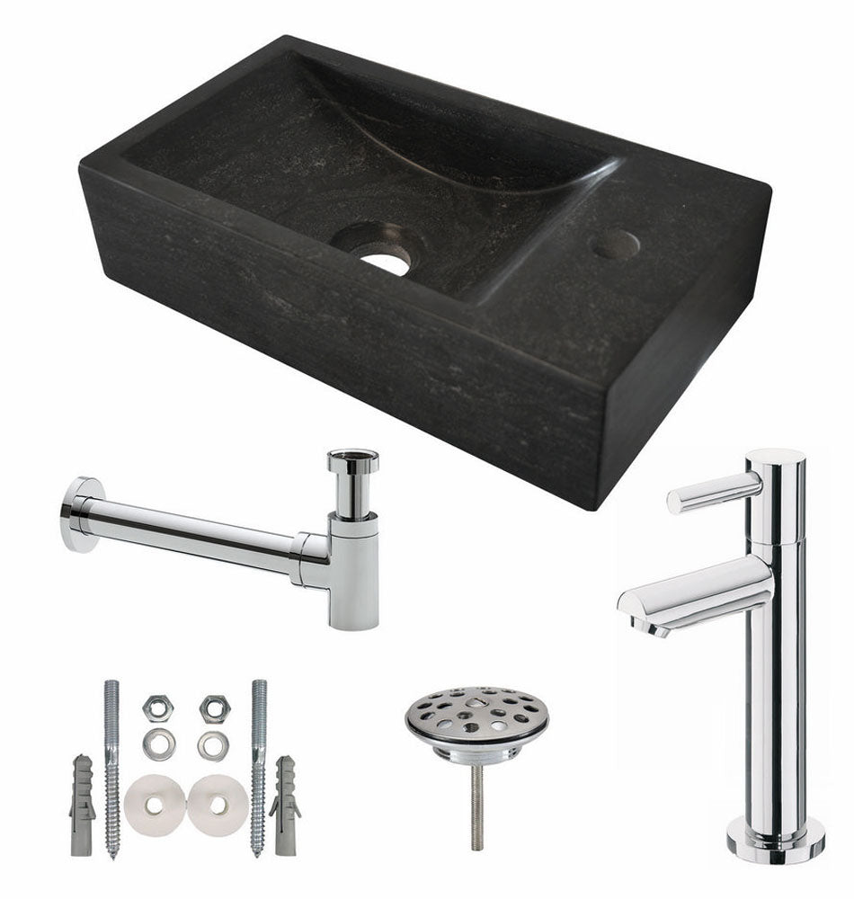 Wiesbaden - One Pack Raw Fonteinset 40 x 22 x 10 cm - Hardsteen Gezoet