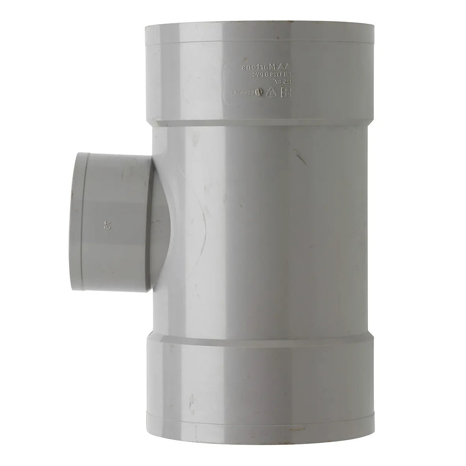 PVC T-stuk Ø125×75mm 90° 3× mof