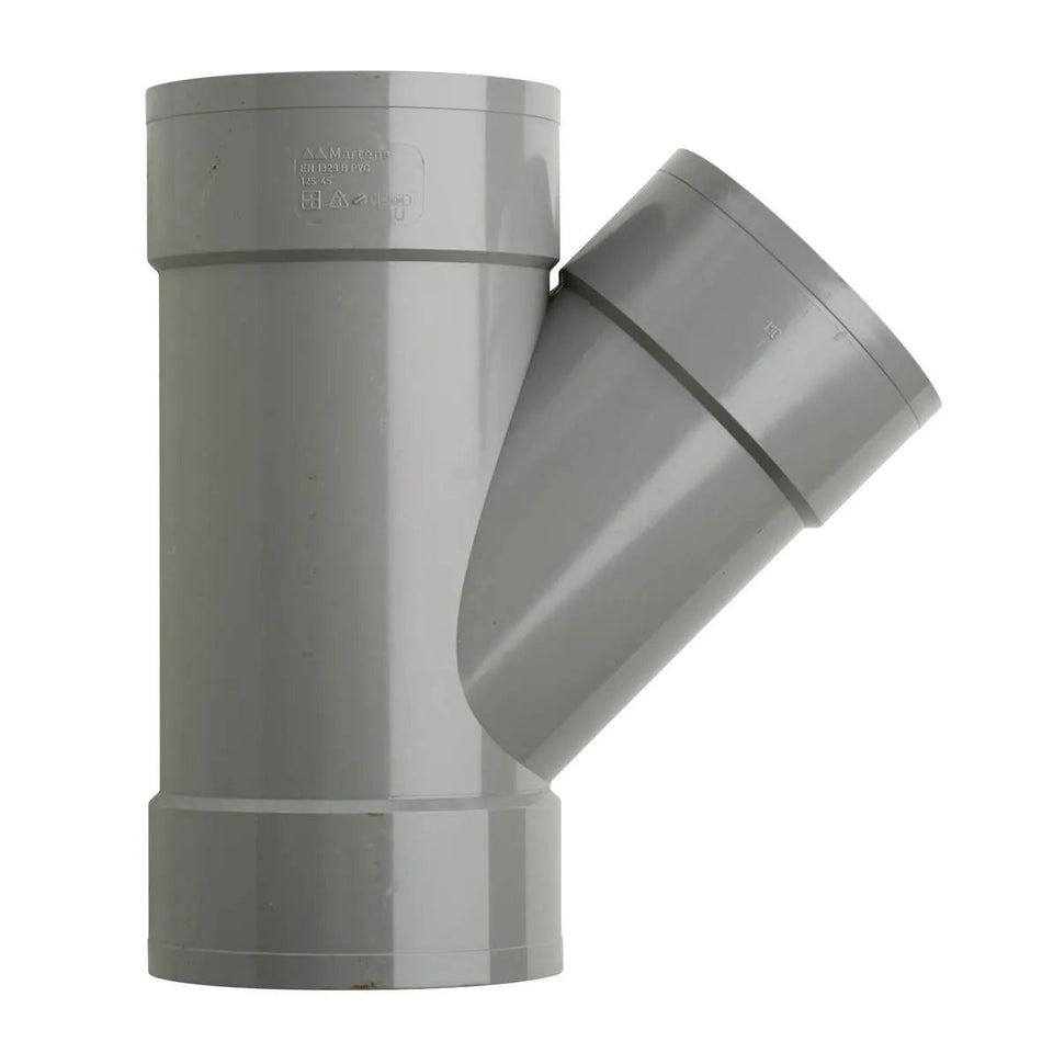 PVC T-stuk Ø125×110mm 45° 3× mof