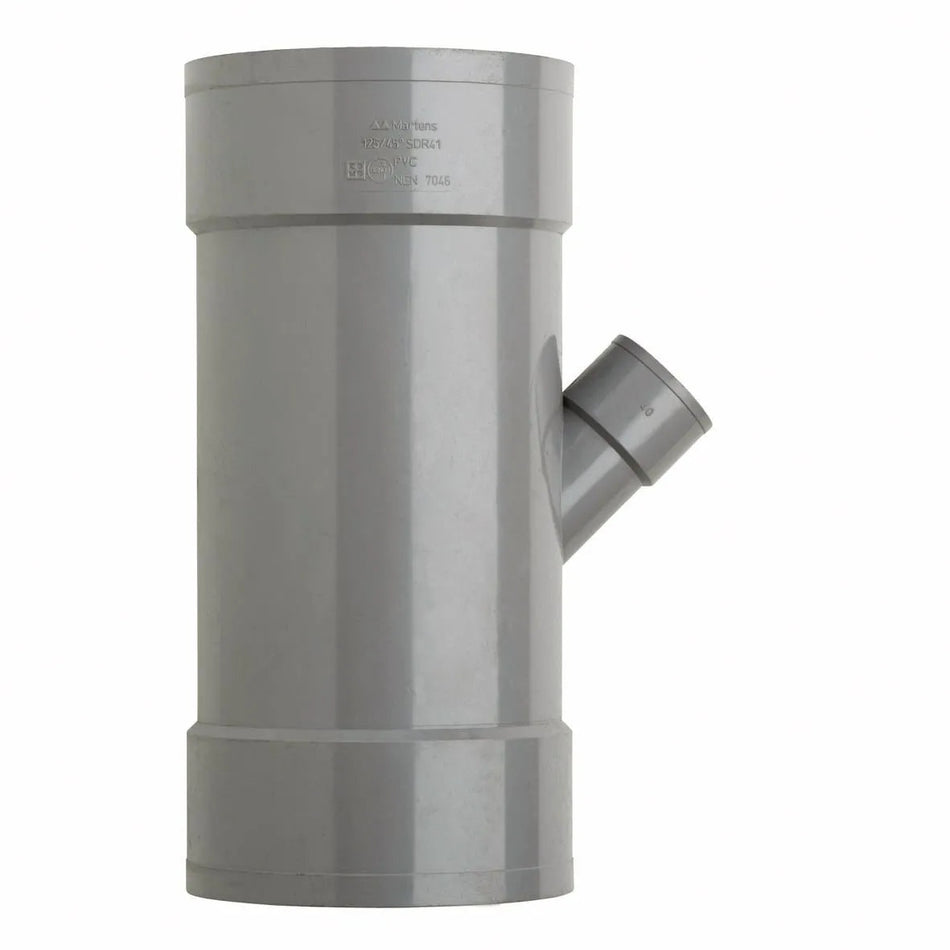 PVC T-stuk Ø125×40mm 45° 3× mof