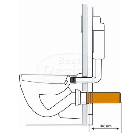 HAAS 3963 WC-aansluitstuk recht Ø90/90 – 346 mm
