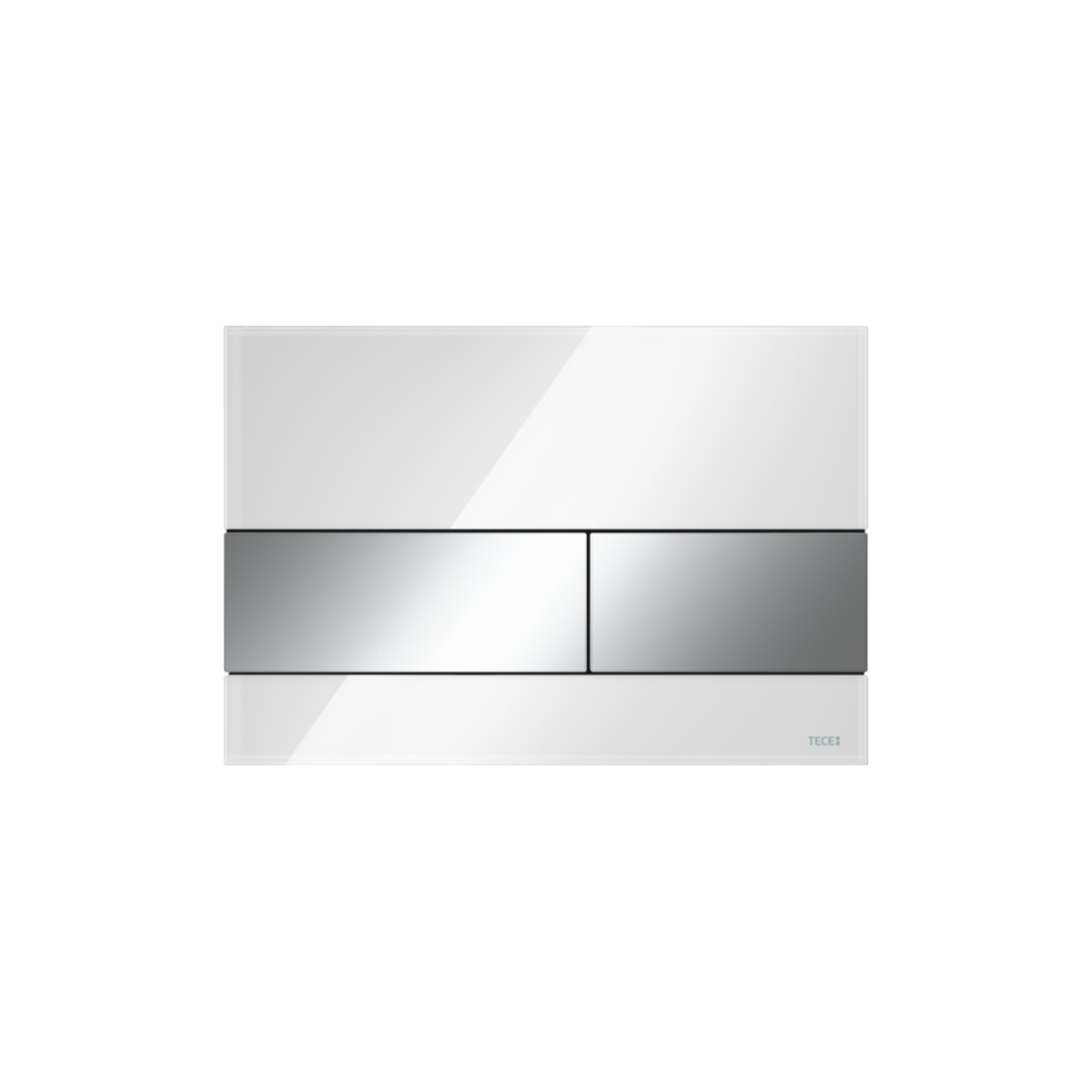 WC-Bedieningsplaat van Glas voor Duospoeltechniek, Glas Glanzend Wit, Toetsen Glanzend Chroom