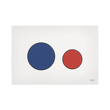 WC-Bedieningsplaat-Duo Spoeltechniek-Drukknop Rood&blauw-Glanzend Wit
