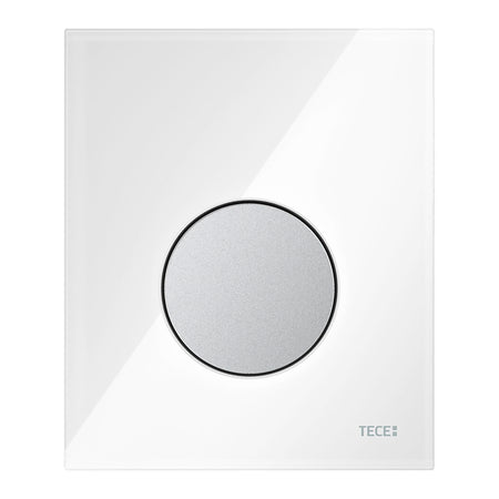 Teceloop Urinoirbedieningsplaat van Glas incl. Cartouche - Glas Glanzend Wit - Toets Mat Chroom