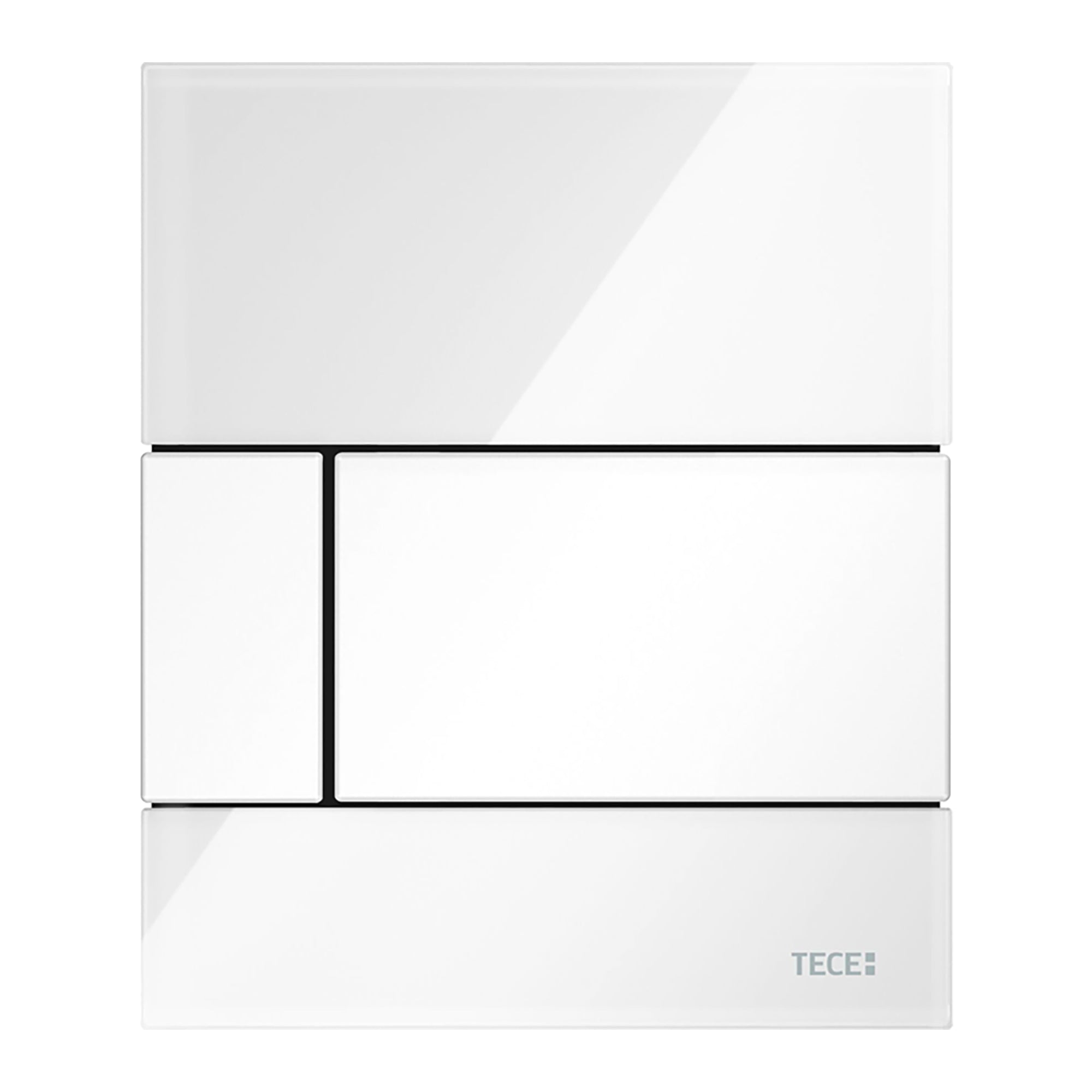 Tecesquare Urinoirbedieningsplaat van Glas incl. Cartouche - Glas Glanzend Wit - Toets Glanzend Wit