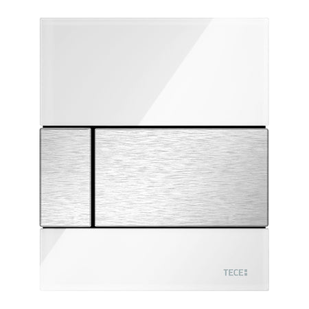 Tecesquare Urinoirbedieningsplaat van Glas incl. Cartouche - Glas Glanzend Wit - Toets RVS Look