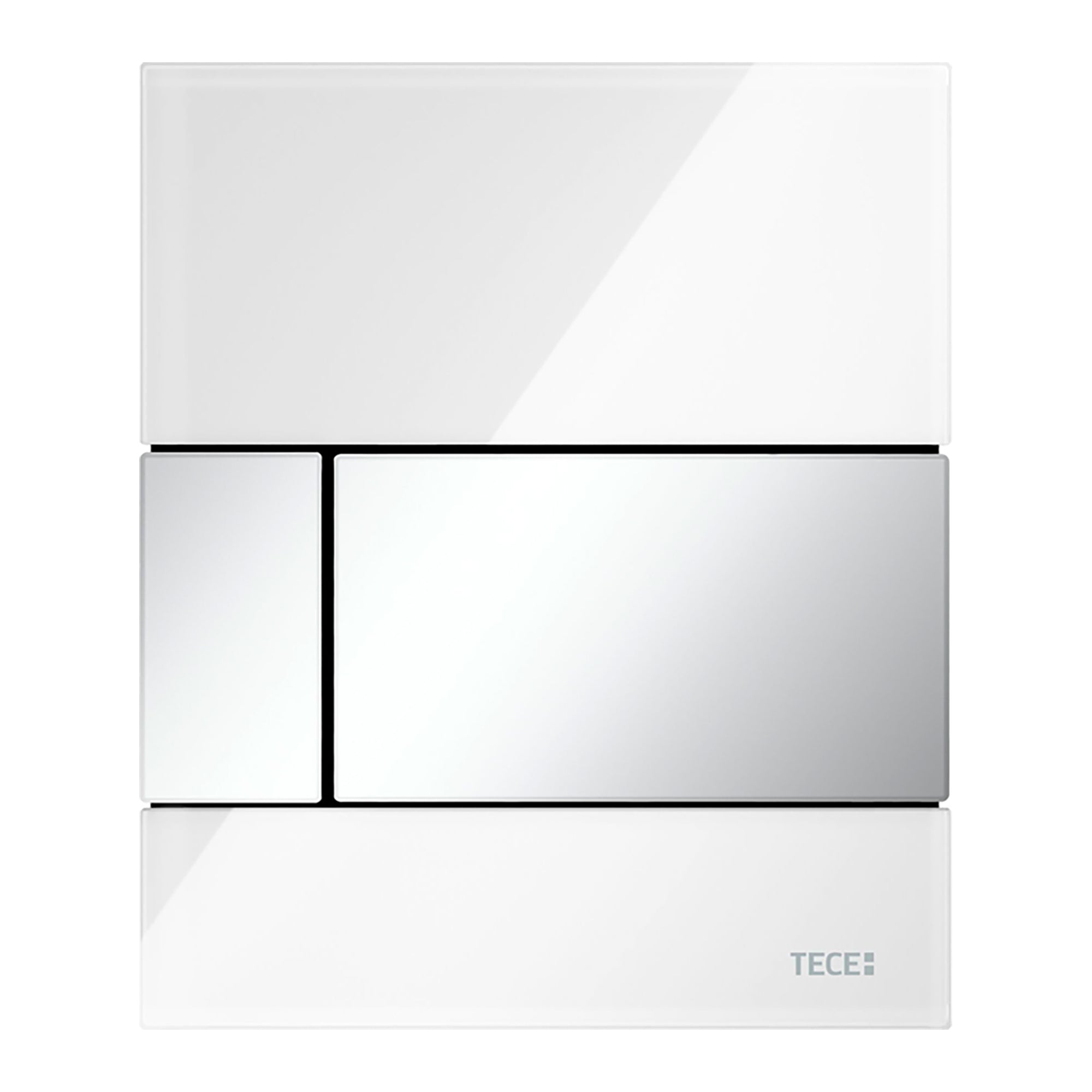 Tecesquare Urinoirbedieningsplaat van Glas incl. Cartouche - Glas Glanzend Wit - Toets Glanzend Chroom