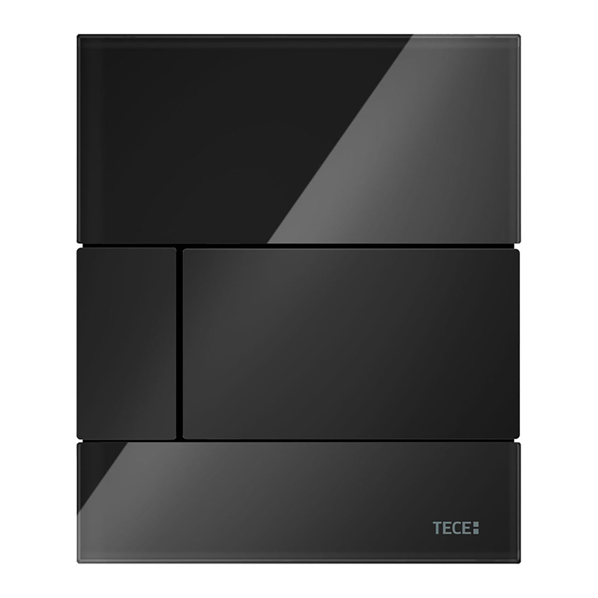 Tecesquare Urinoirbedieningsplaat van Glas incl. Cartouche - Glas Glanzend Zwart - Toets Glanzend Zwart