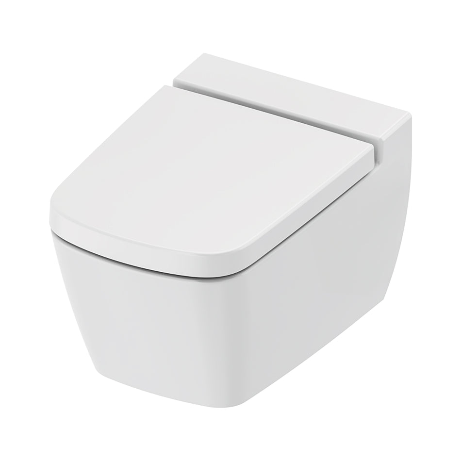 Teceneo Hangtoilet met Bidet - met Bidetkraan - Koud Water - met Zitting - 54 cm - Glanzend Wit