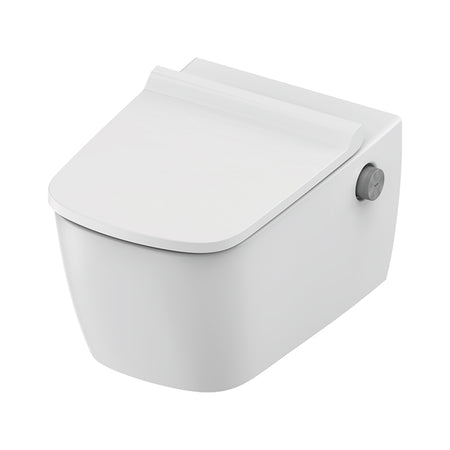 Teceneo Hangtoilet met Bidet - met Bidetkraan - Warm en Koud Water - met Slim Design Zitting - 54 cm - Glanzend Wit