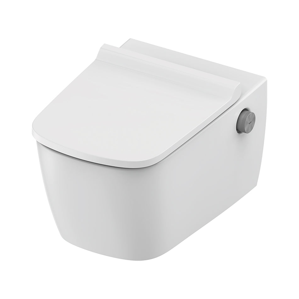 Teceneo Hangtoilet met Bidet - met Bidetkraan - Warm en Koud Water - met Slim Design Zitting - 54 cm - Glanzend Wit