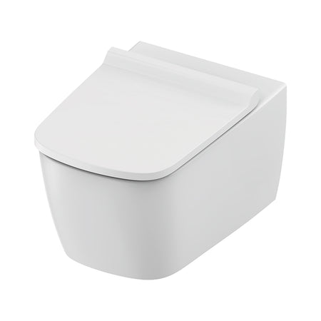 Teceneo Hangtoilet met Bidet - met Bidetkraan - Koud Water - met Slim Design Zitting - 54 cm - Glanzend Wit