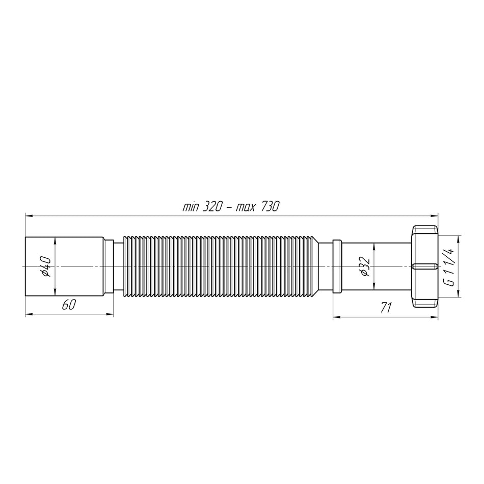 Flexibel Afvoerslang 6/4’’- Ø40cm