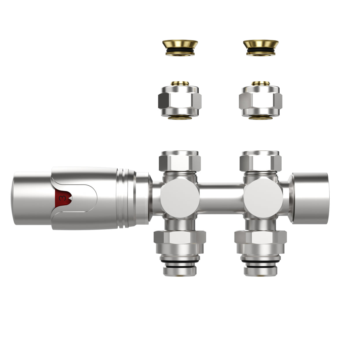 Radiatorkraan Design Thermostatisch Middenaansluiting Geborsteld RVS