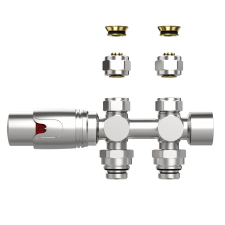 Radiatorkraan Design Thermostatisch Middenaansluiting Geborsteld RVS