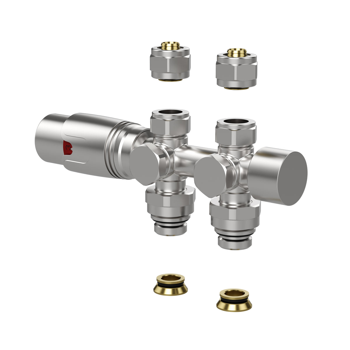 Radiatorkraan Design Thermostatisch Middenaansluiting Geborsteld RVS