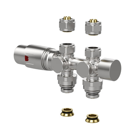 Radiatorkraan Design Thermostatisch Middenaansluiting Geborsteld RVS
