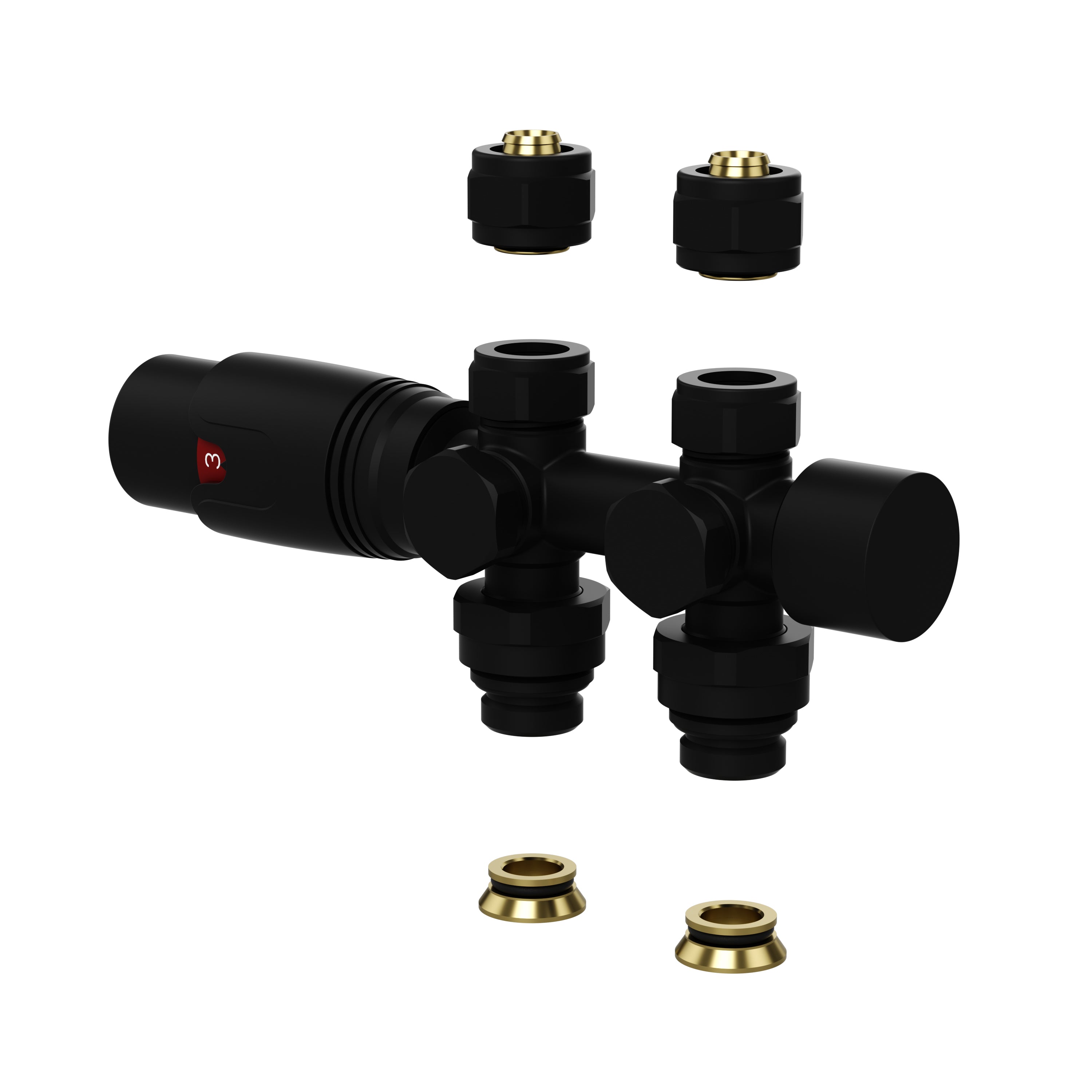 Radiatorkraan Design Thermostatisch Middenaansluiting Mat Zwart