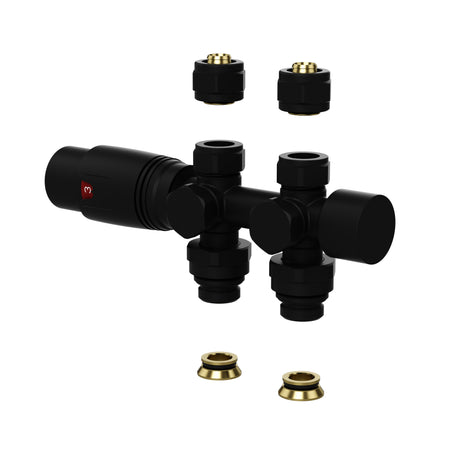 Radiatorkraan Design Thermostatisch Middenaansluiting Mat Zwart