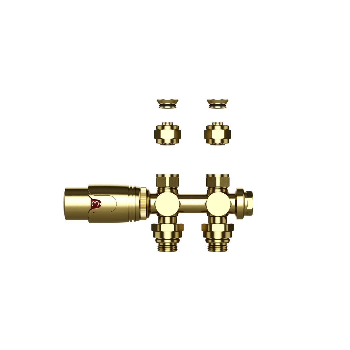 Radiatorkraan Design Thermostatisch Middenaansluiting Geborsteld Goud
