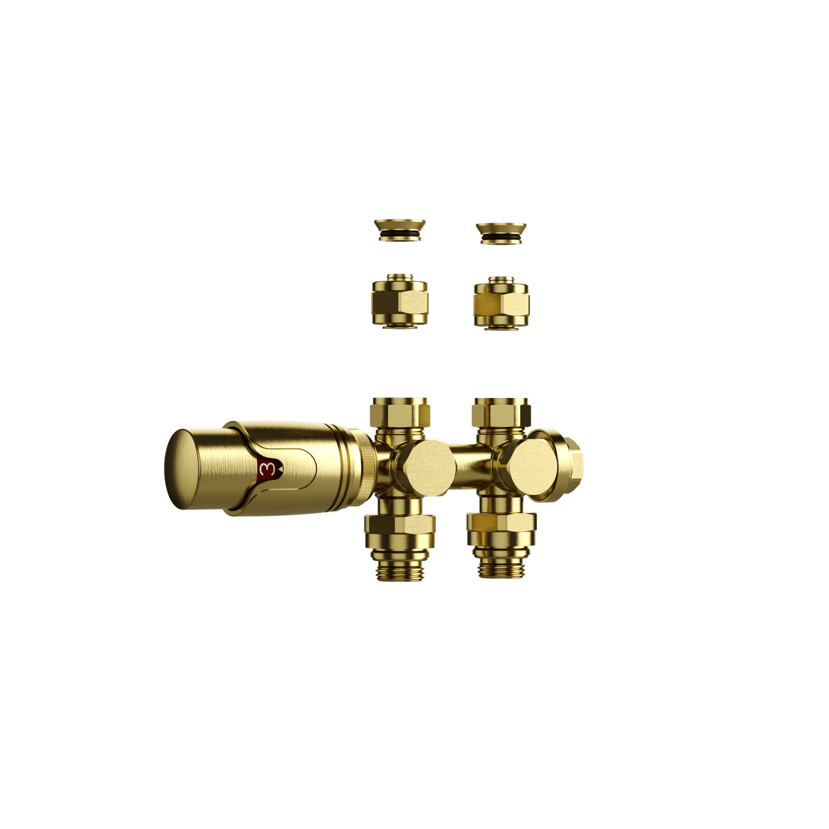 Radiatorkraan Design Thermostatisch Middenaansluiting Geborsteld Goud