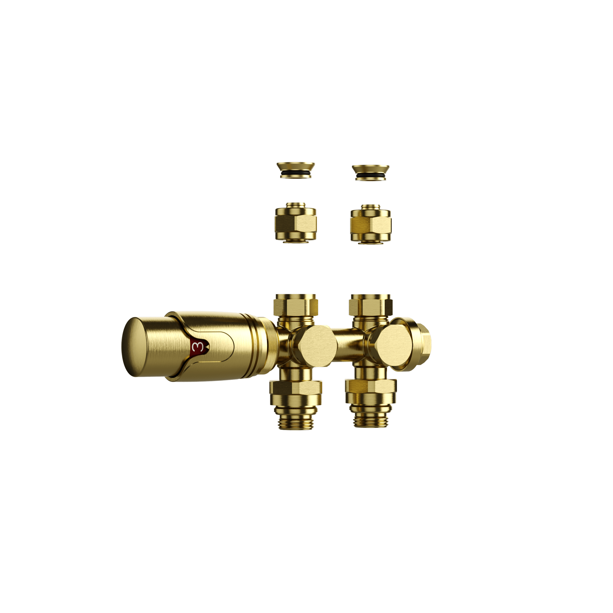 Radiatorkraan Design Thermostatisch Middenaansluiting Geborsteld Goud