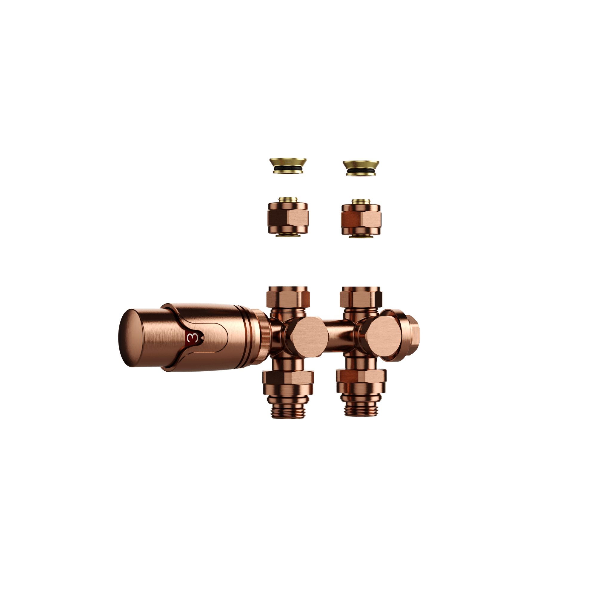 Radiatorkraan Design Thermostatisch Middenaansluiting Geborsteld Koper