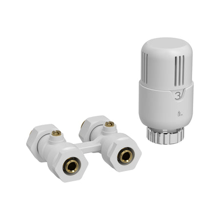 H-Blok Radiatoraansluitset Compleet – Recht Vloer – Wit