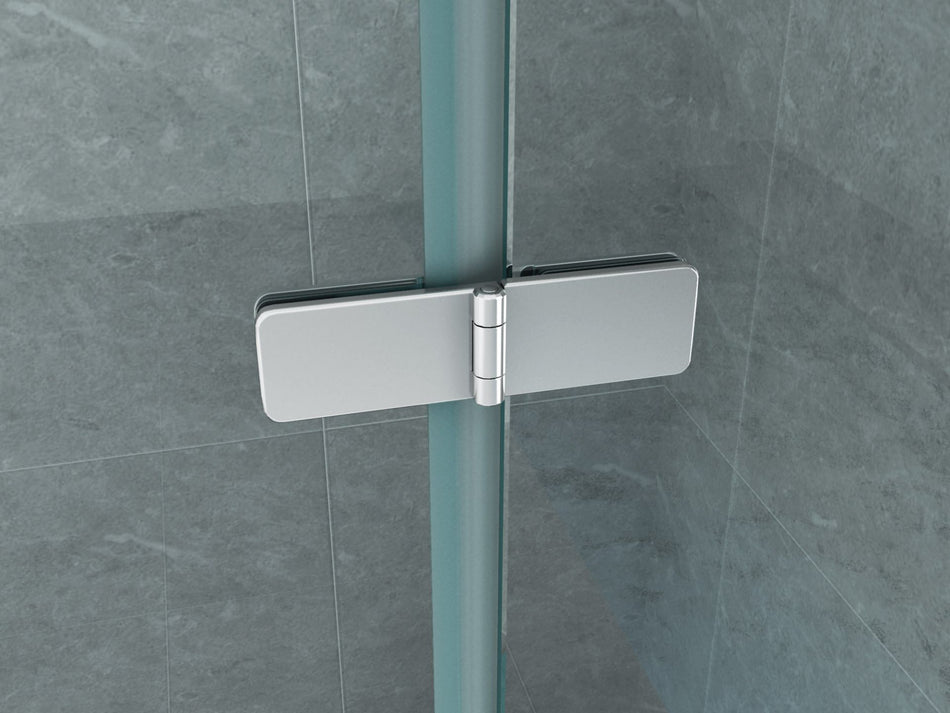 Badwand - 3-Delig - Inklapbaar - 1300X 1400Mm - Chroom - Helder Glas
