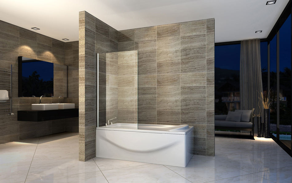 Badwand - 1-Delig - 700X1400Mm - Chroom - Helder Glas