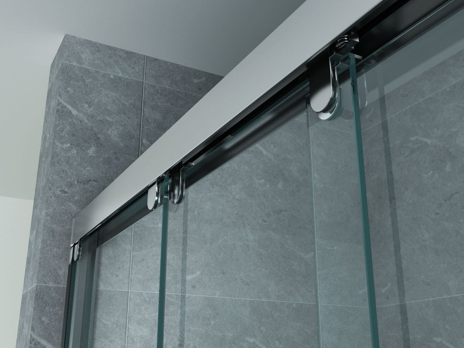 Schuifdeur voor Nis - 3-Delig - Chroom - Helder Glas