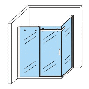 Douchecabine met Schuifdeur en Zijwand - 120cm - Helder Glas