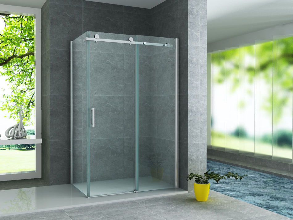 Douchecabine met Schuifdeur en Zijwand - 160cm - Helder Glas