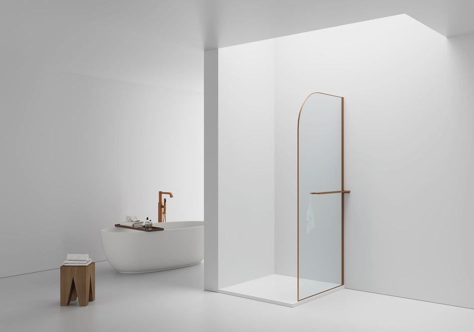 Curvy Inloopdouche Met Handdoekhouder - Gebogen - 100x200cm - 8mm Veiligheidsglas