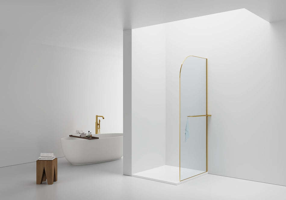 Curvy Inloopdouche Met Handdoekhouder - Gebogen - 100x200cm - 8mm Veiligheidsglas