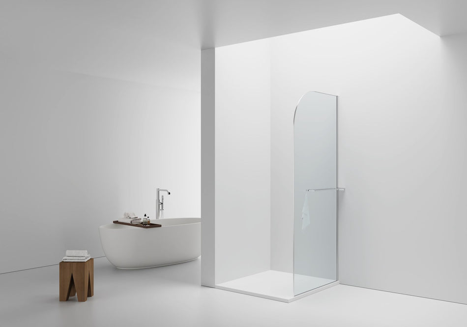 Curvy Inloopdouche Met Handdoekhouder - Gebogen - 100x200cm - 8mm Veiligheidsglas