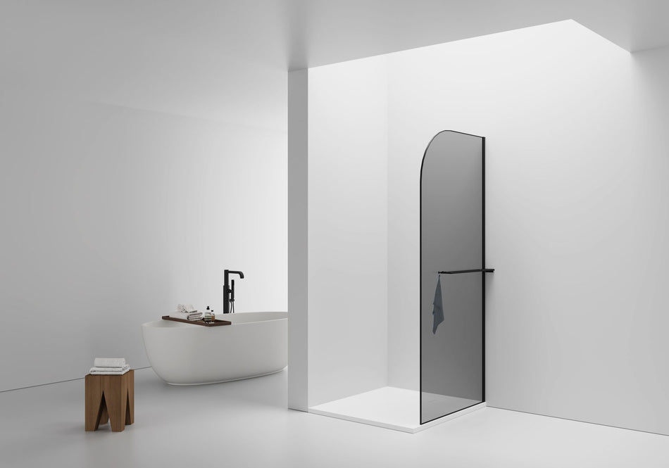 Curvy Inloopdouche Met Handdoekhouder - Gebogen - 100x200cm - 8mm Veiligheidsglas