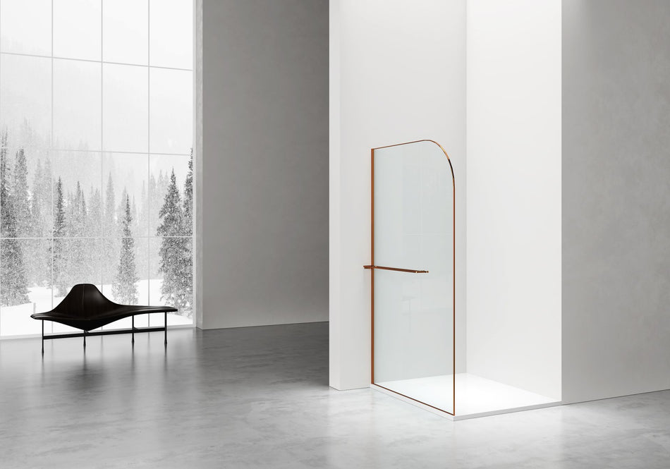 Curvy Inloopdouche Met Handdoekhouder - Gebogen - 120x200cm - 8mm Veiligheidsglas