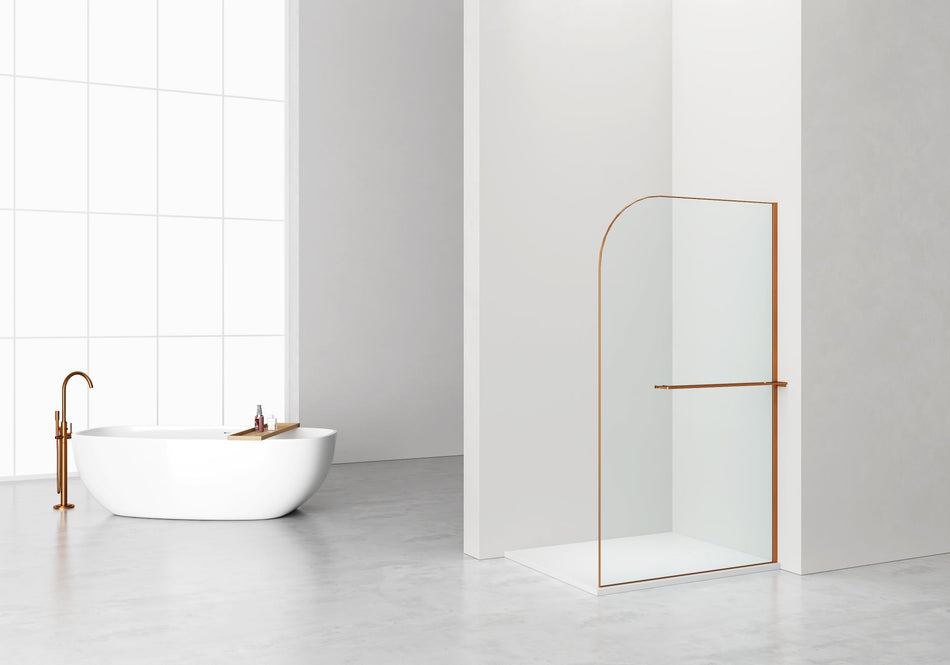 Curvy Inloopdouche Met Handdoekhouder - Gebogen - 120x200cm - 8mm Veiligheidsglas