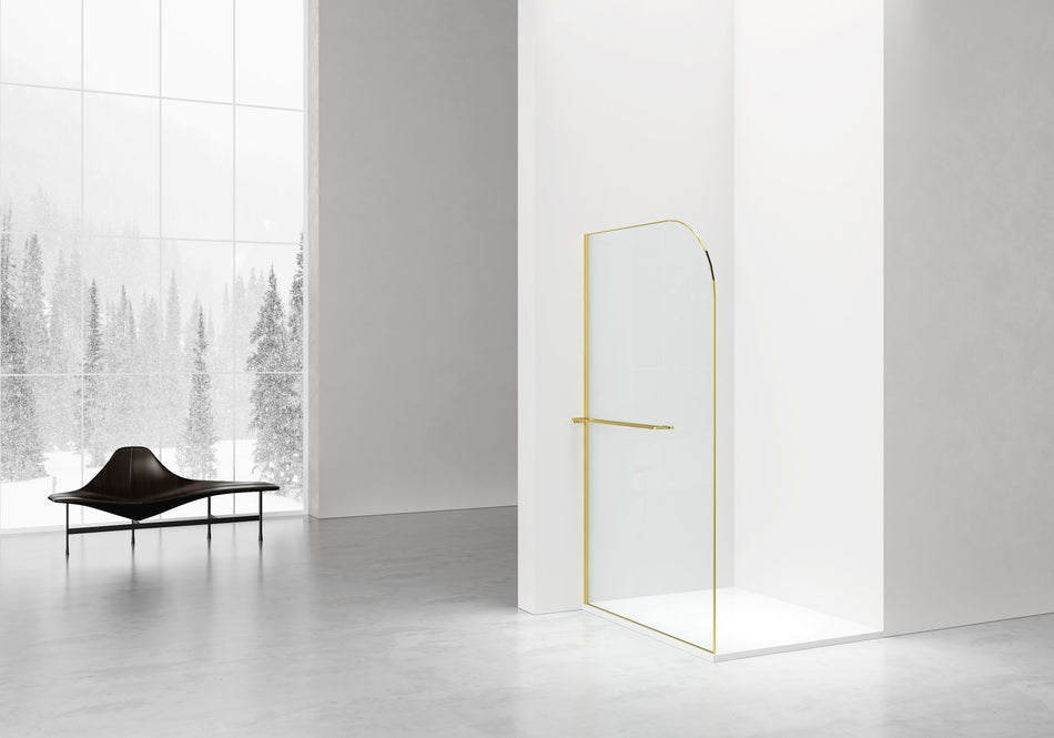 Curvy Inloopdouche Met Handdoekhouder - Gebogen - 120x200cm - 8mm Veiligheidsglas