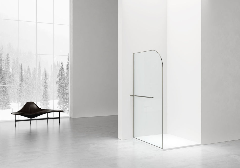 Curvy Inloopdouche Met Handdoekhouder - Gebogen - 120x200cm - 8mm Veiligheidsglas