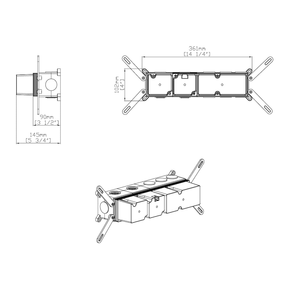 DutchLine - 2 Weg Push Thermostatische Inbouwdeel
