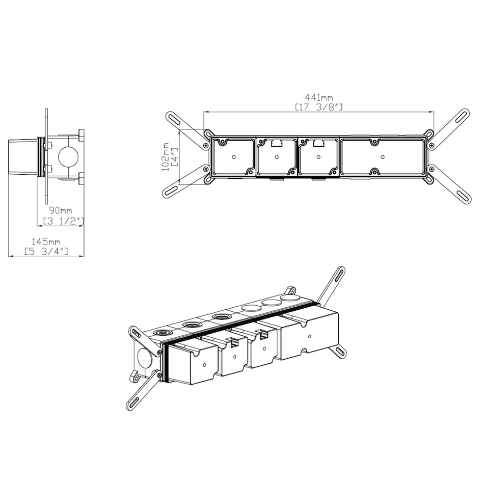 DutchLine - 3 Weg Push thermostatische Inbouwdeel