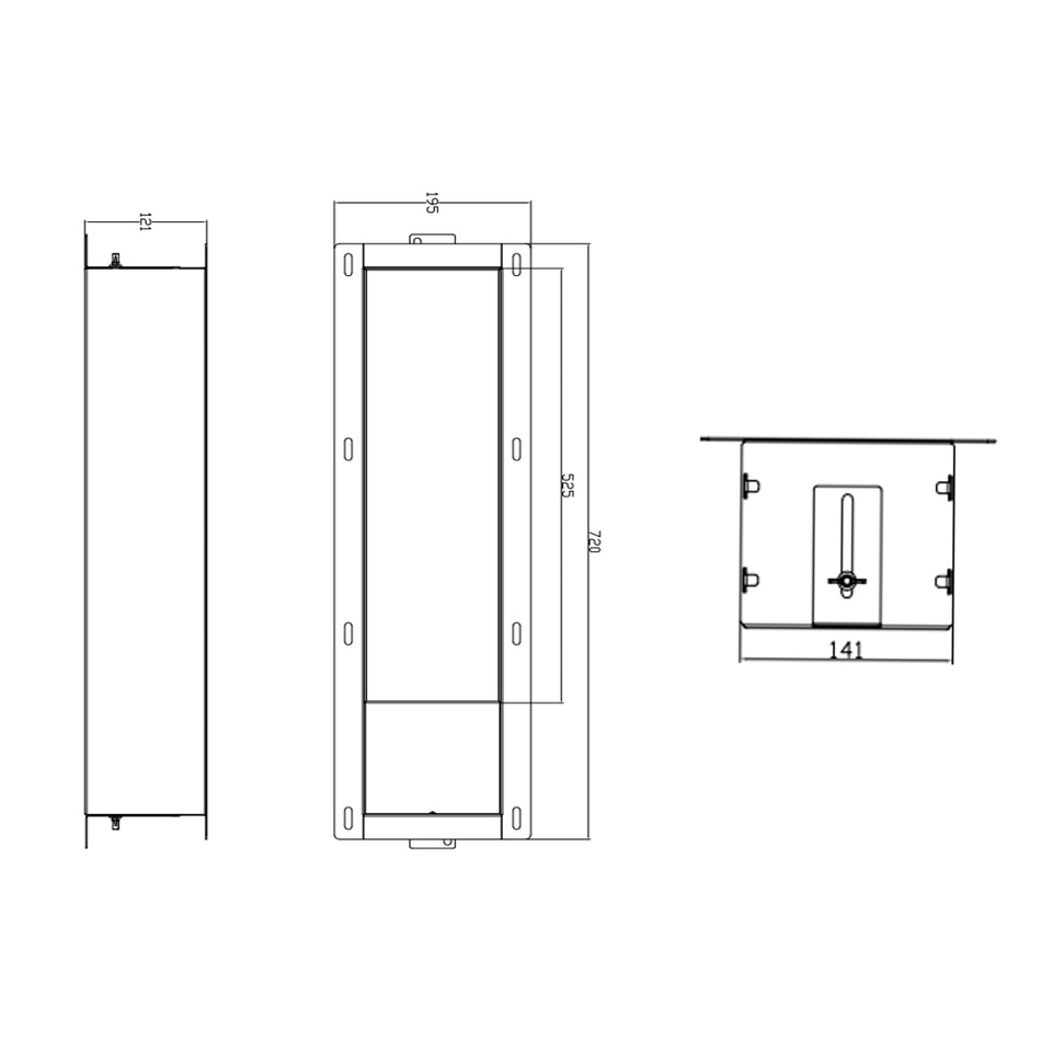 DutchLine - Basis Inbouw Reserve Rol En Toiletrolhouder - 740x195x121