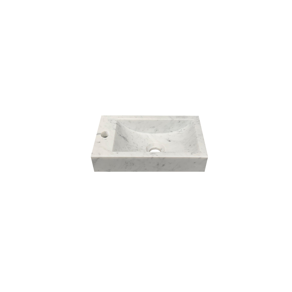 DutchLine - Marmer Fontein Links - Bianco Carrara Gezoet - Met Kraangat - 360x180x100