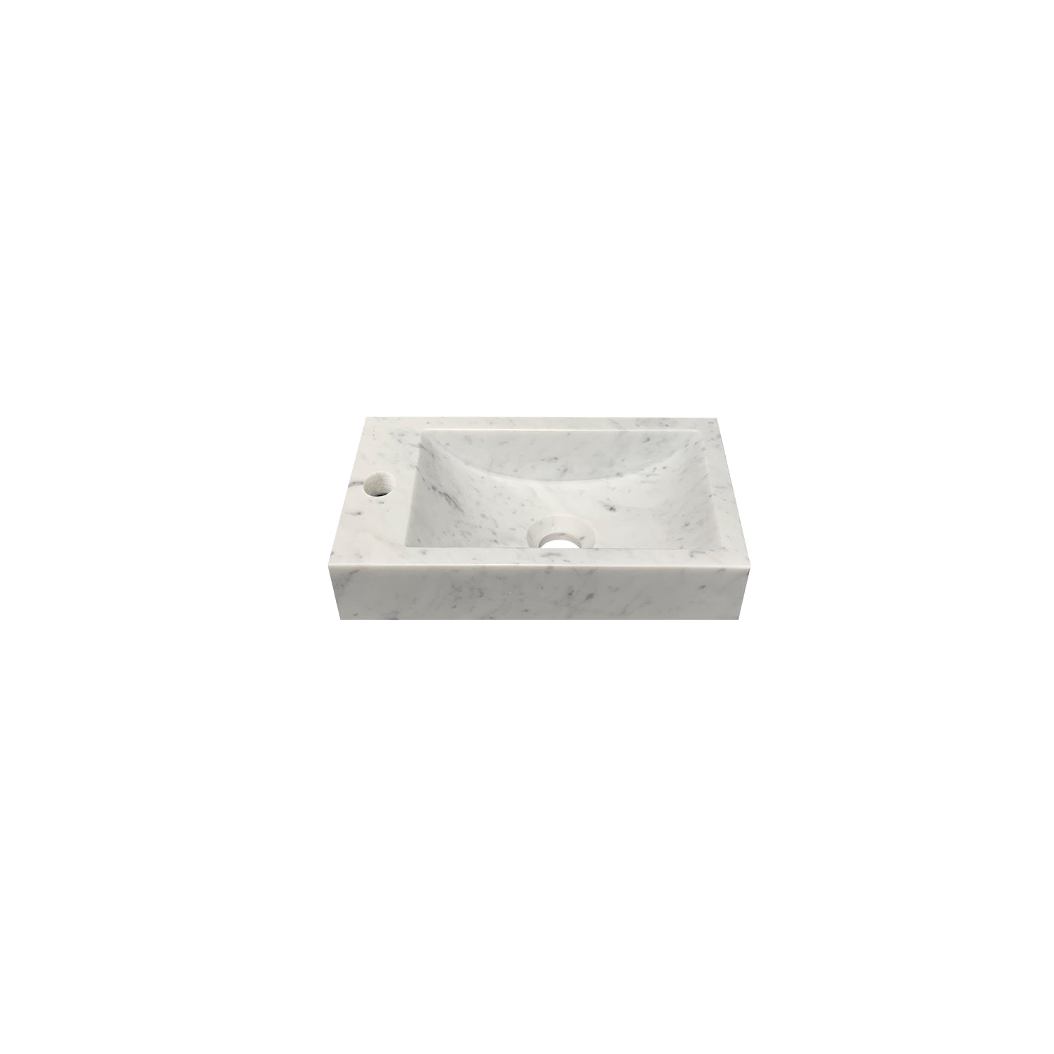 DutchLine - Marmer Fontein Links - Bianco Carrara Gezoet - Met Kraangat - 360x180x100