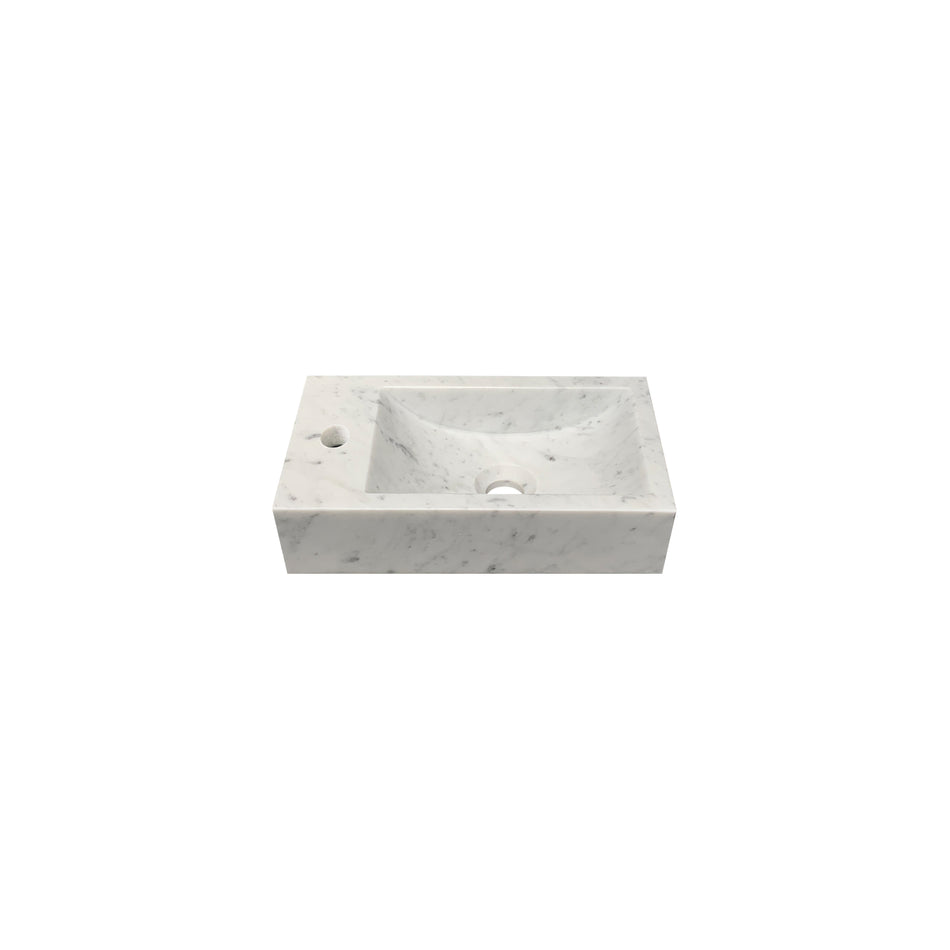 DutchLine - Marmer Fontein Links - Bianco Carrara Gezoet - Met Kraangat - 360x180x100